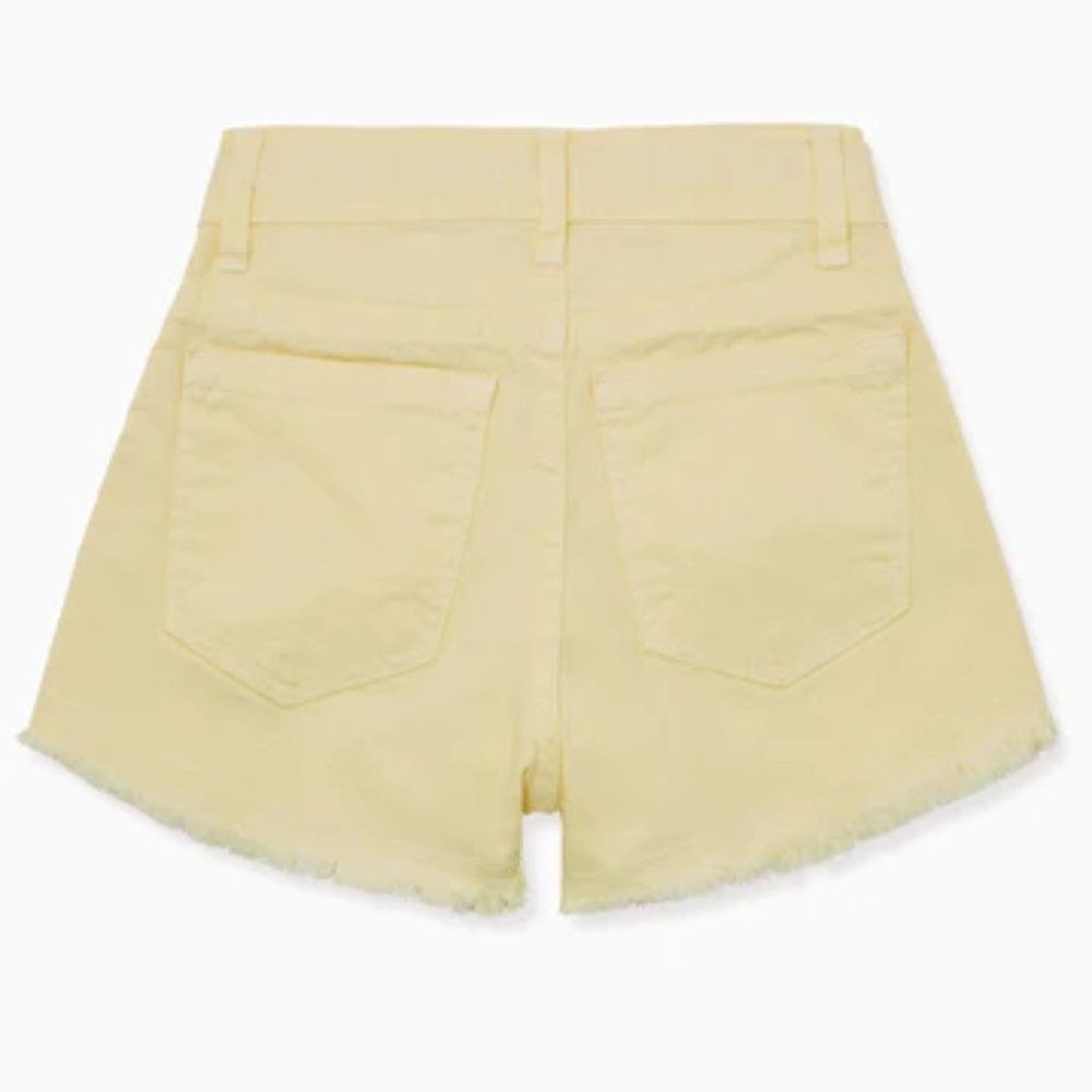NEW H&M Denim Shorts Classic Stretch Cuffed Stretch Light Yellow SZ 12 - Picture 6 of 11